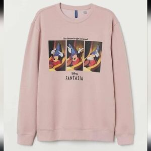 H&M Disney Fantasia Pink Oversized Crewneck Sweater Size Small